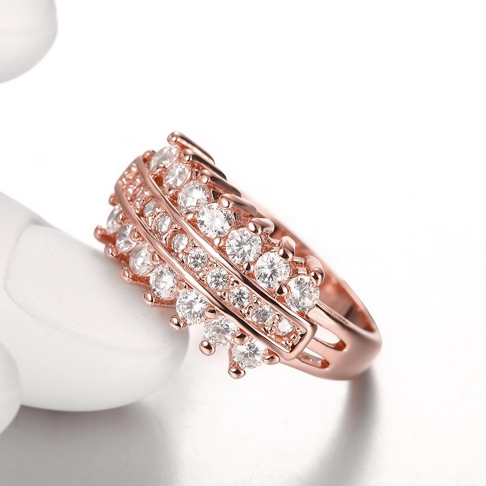 Wholesale Classic Rose Gold Geometric White CZ Ring  for Women Luxury Wedding party Fine Fashion Jewelry TGCZR141 2