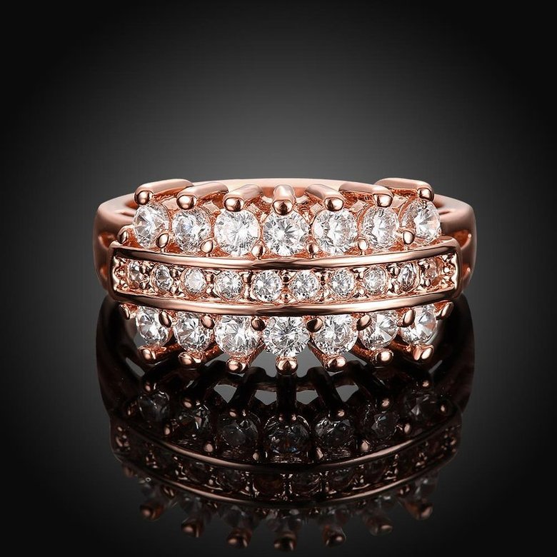 Wholesale Classic Rose Gold Geometric White CZ Ring  for Women Luxury Wedding party Fine Fashion Jewelry TGCZR141 4