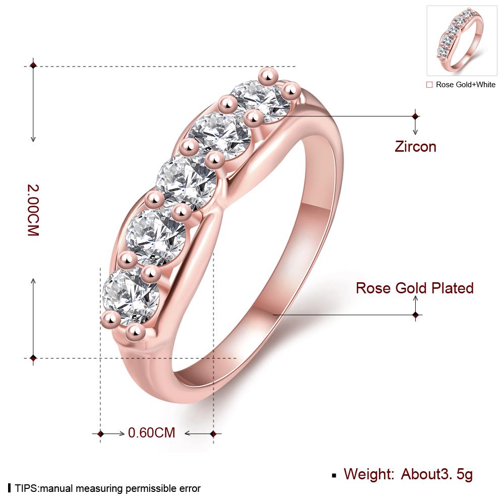 Wholesale Classic Rose Gold Geometric White CZ Ring  for Women Luxury Wedding party Fine Fashion Jewelry TGCZR142 0