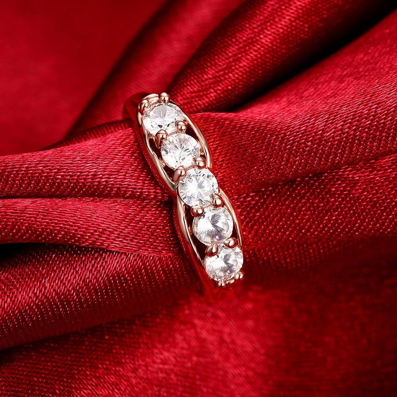 Wholesale Classic Rose Gold Geometric White CZ Ring  for Women Luxury Wedding party Fine Fashion Jewelry TGCZR142 1