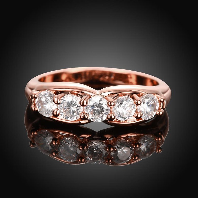 Wholesale Classic Rose Gold Geometric White CZ Ring  for Women Luxury Wedding party Fine Fashion Jewelry TGCZR142 2