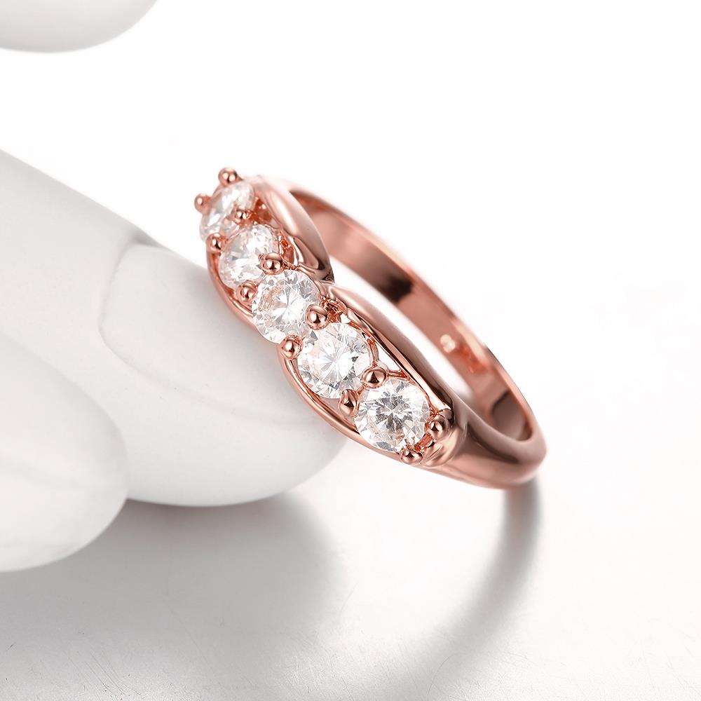 Wholesale Classic Rose Gold Geometric White CZ Ring  for Women Luxury Wedding party Fine Fashion Jewelry TGCZR142 3