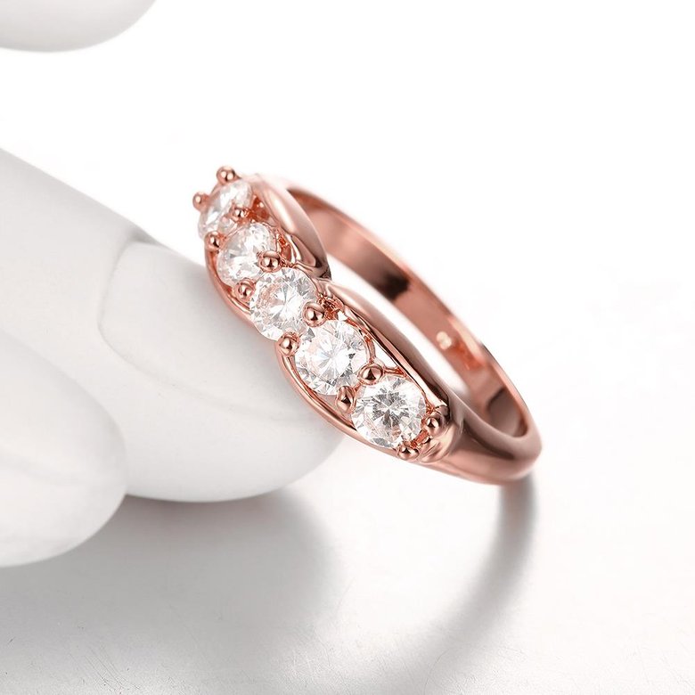 Wholesale Classic Rose Gold Geometric White CZ Ring  for Women Luxury Wedding party Fine Fashion Jewelry TGCZR142 3