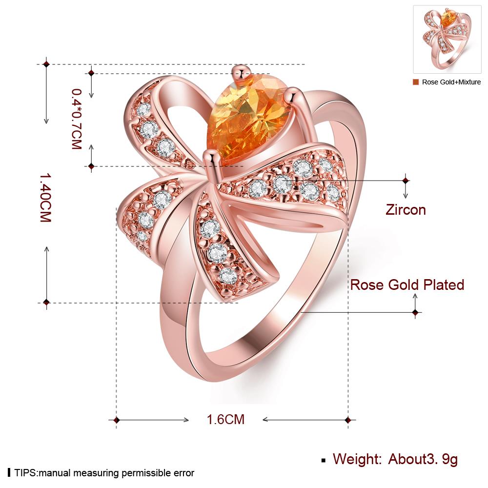 Wholesale Korean Fashion rose gold Crystal zircon Ring Gold Color Flower Shape Elegant Vintage Rings For Women wedding party Jewelry TGCZR146 0