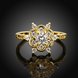 Wholesale Romantic 24K Gold Plated White CZ Ring Luxury Crystal Flower Rings For Women Wedding Engagement jewelry TGCZR147 2 small