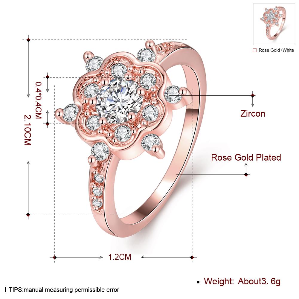 Wholesale Romantic Rose Gold Plated White CZ Ring Luxury Crystal Flower Rings For Women Wedding Engagement jewelry TGCZR149 2
