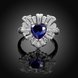 Wholesale Fashion Classic platinum Heart shape Ring Big blue CZ Stone Exaggeration Party Rings wedding Jewelry TGCZR155 1 small