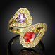 Wholesale Fashion Classic 24K Gold Heart shape Ring Big Red purple CZ Stone Exaggeration Party Rings Jewelry TGCZR167 1 small