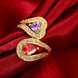 Wholesale Fashion Classic 24K Gold Heart shape Ring Big Red purple CZ Stone Exaggeration Party Rings Jewelry TGCZR167 2 small
