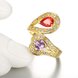 Wholesale Fashion Classic 24K Gold Heart shape Ring Big Red purple CZ Stone Exaggeration Party Rings Jewelry TGCZR167 3 small