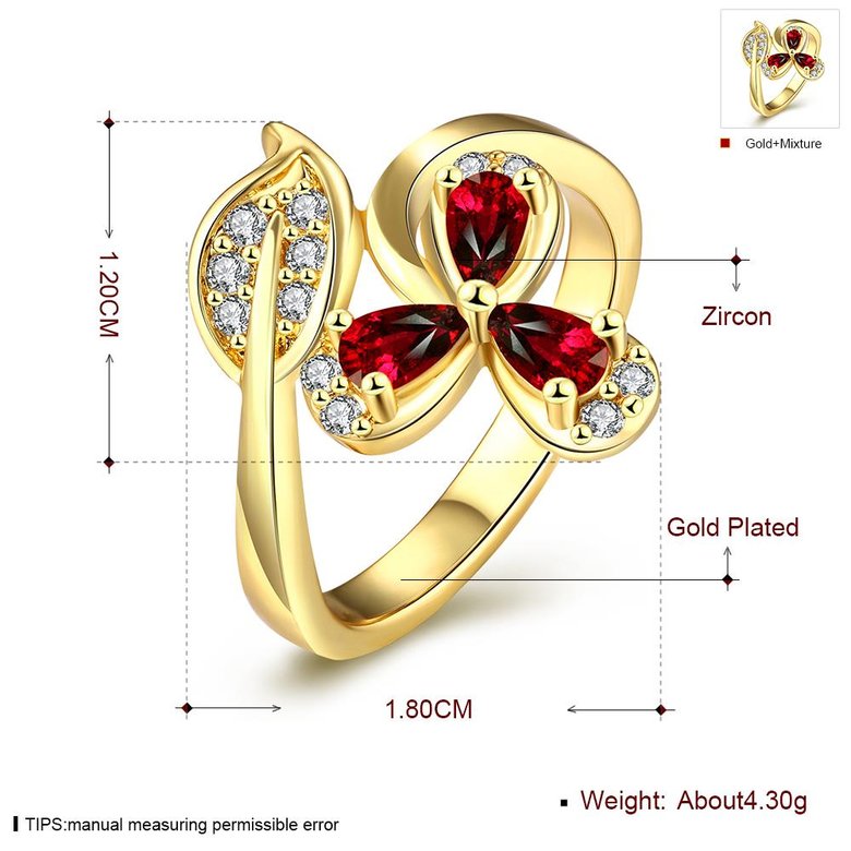 Wholesale Korean Fashion 24k gold plated Crystal zircon Ring Gold Color Flower Shape Elegant Vintage Rings For Women wedding party Jewelry TGCZR169 0