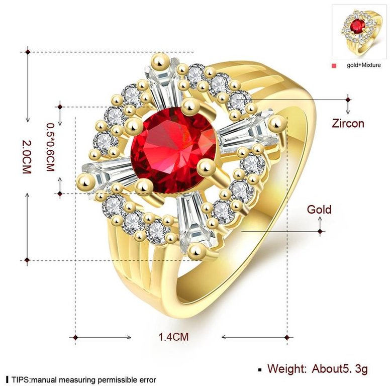Wholesale Romantic 24K Gold Court style Ruby Luxurious red Classic Engagement Ring wedding party Ring For Women TGCZR187 0