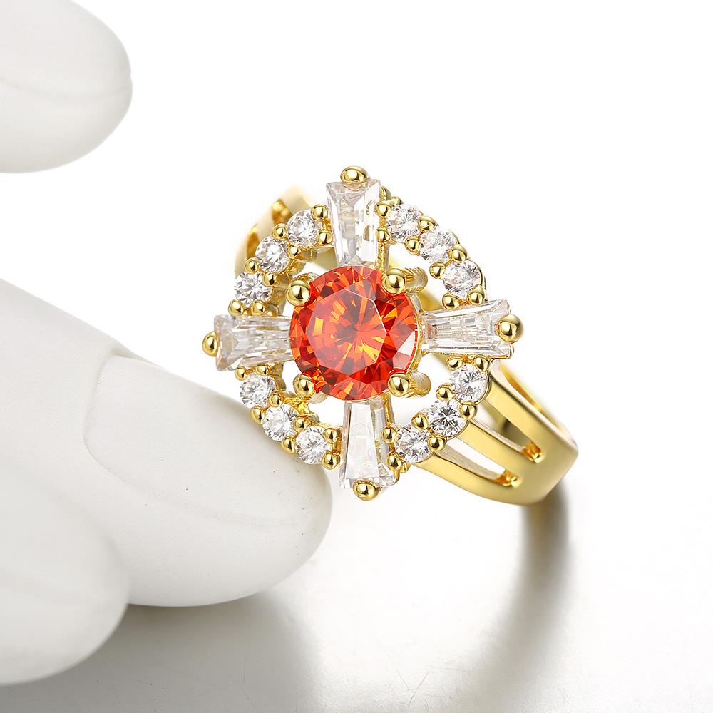 Wholesale Romantic 24K Gold Court style Ruby Luxurious red Classic Engagement Ring wedding party Ring For Women TGCZR187 3