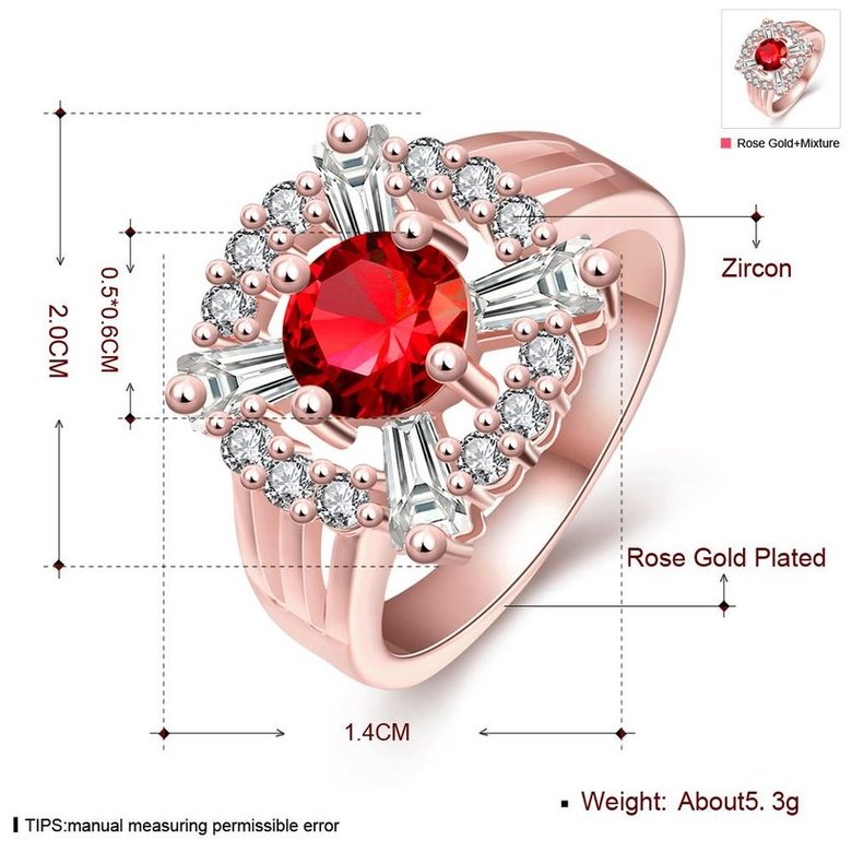 Wholesale Romantic rose gold Court style Ruby Luxurious red Classic Engagement Ring wedding party Ring For Women TGCZR190 0
