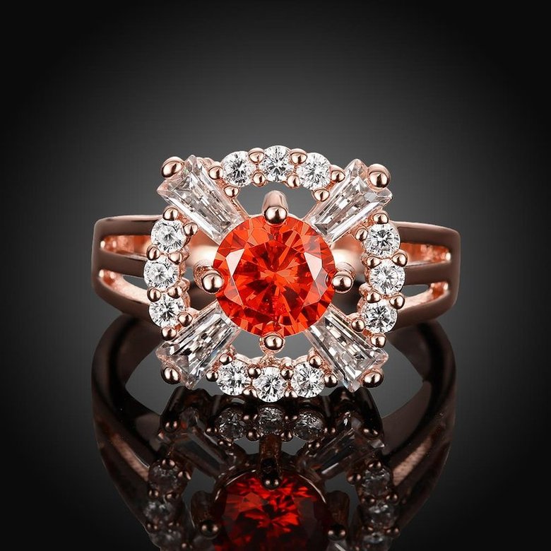 Wholesale Romantic rose gold Court style Ruby Luxurious red Classic Engagement Ring wedding party Ring For Women TGCZR190 1