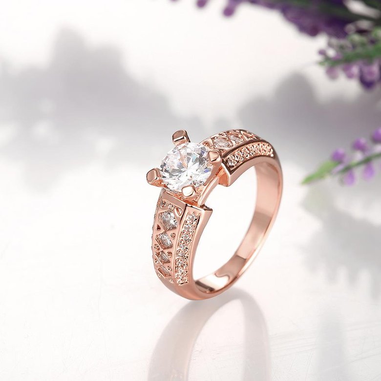 Wholesale Romantic Bridal wedding Ring Set white zircon Fashion 18K Rose Gold Band Jewelry Promise Love  Engagement Rings For Women TGCZR234 0