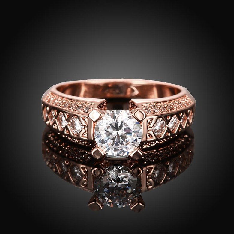 Wholesale Romantic Bridal wedding Ring Set white zircon Fashion 18K Rose Gold Band Jewelry Promise Love  Engagement Rings For Women TGCZR234 2