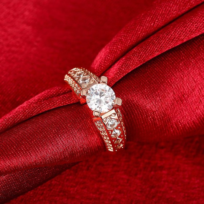 Wholesale Romantic Bridal wedding Ring Set white zircon Fashion 18K Rose Gold Band Jewelry Promise Love  Engagement Rings For Women TGCZR234 3