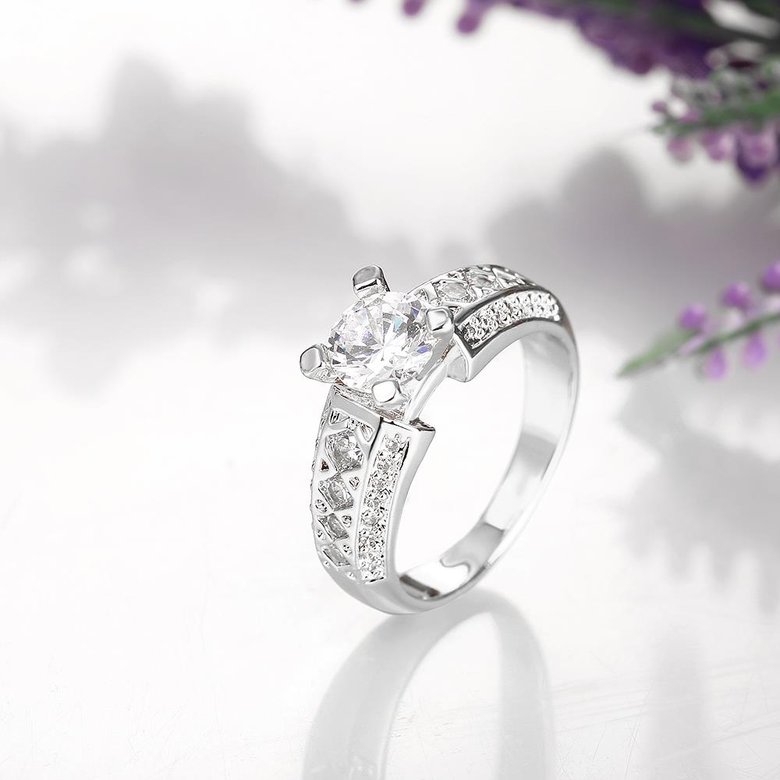 Wholesale Romantic Bridal wedding Ring Set white zircon Fashion platinum Band Jewelry Promise Love  Engagement Rings For Women TGCZR237 3