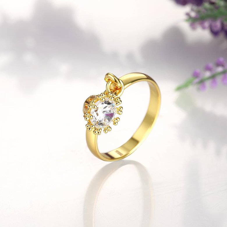 Wholesale Fashion jewelry from China Trendy white flower AAA+ Cubic zircon Ring  For Women Romantic Style 24 k Gold color Hot jewelry TGCZR241 1