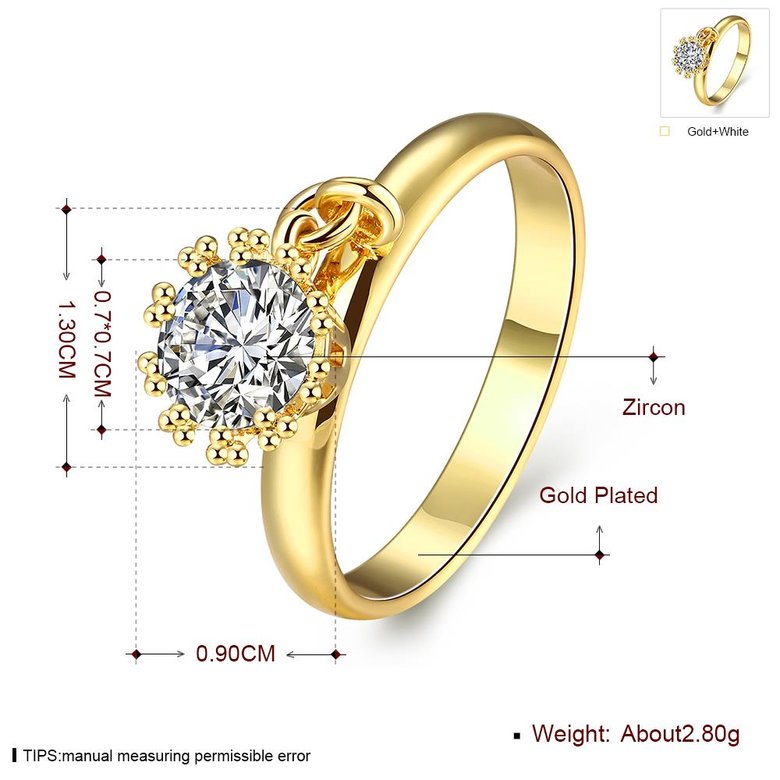 Wholesale Fashion jewelry from China Trendy white flower AAA+ Cubic zircon Ring  For Women Romantic Style 24 k Gold color Hot jewelry TGCZR241 4