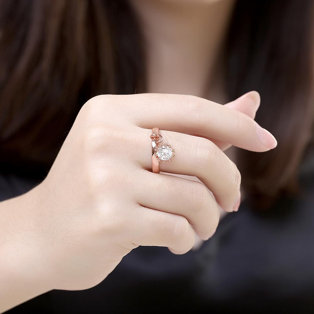 Wholesale Fashion Rose Gold Ring For Women Flower white Zircon Diamond Engagement Gemstone Fine Jewelry TGCZR245 4