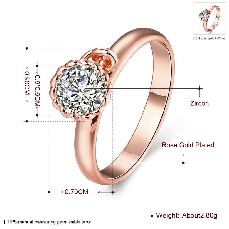 Wholesale Fashion jewelry from China Trendy white flower AAA+ Cubic zircon Ring  For Women Romantic Style rose Gold color Hot jewelry TGCZR253 0