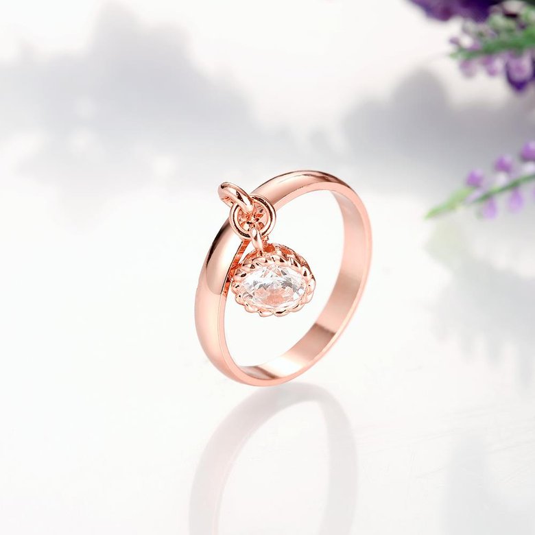 Wholesale Fashion jewelry from China Trendy white flower AAA+ Cubic zircon Ring  For Women Romantic Style rose Gold color Hot jewelry TGCZR253 2