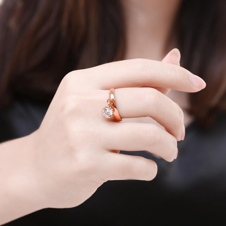 Wholesale Fashion jewelry from China Trendy white flower AAA+ Cubic zircon Ring  For Women Romantic Style rose Gold color Hot jewelry TGCZR253 4