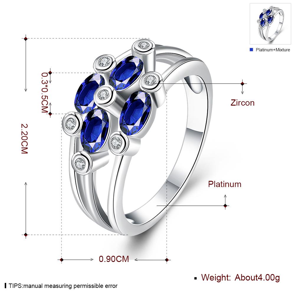 Wholesale Fashion Classic Platinum with four oval blue zircon sapphire for Women Engagement Ring Silver woman party Gemstones Jewelry  TGCZR288 2