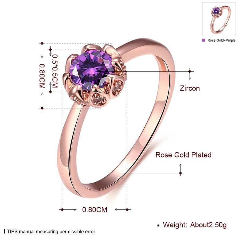 Wholesale Fashion Romantic Rose Gold Plated  purple CZ Ring nobility Luxury Ladies Party engagement jewelry Best Mother's Gift TGCZR292 0