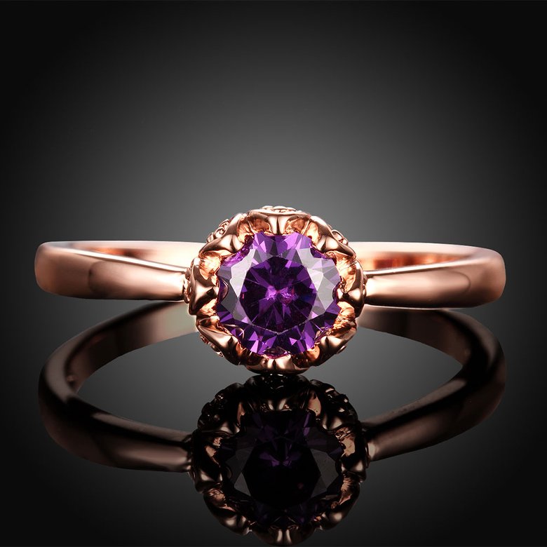 Wholesale Fashion Romantic Rose Gold Plated  purple CZ Ring nobility Luxury Ladies Party engagement jewelry Best Mother's Gift TGCZR292 1