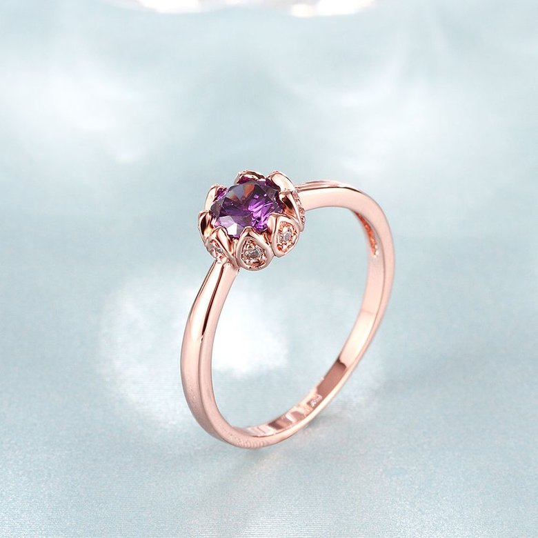 Wholesale Fashion Romantic Rose Gold Plated  purple CZ Ring nobility Luxury Ladies Party engagement jewelry Best Mother's Gift TGCZR292 2