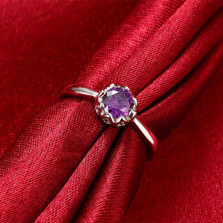 Wholesale Fashion Romantic platinum flower purple CZ Ring nobility Luxury Ladies Party engagement jewelry Best Mother's Gift TGCZR296 0