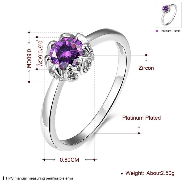 Wholesale Fashion Romantic platinum flower purple CZ Ring nobility Luxury Ladies Party engagement jewelry Best Mother's Gift TGCZR296 1