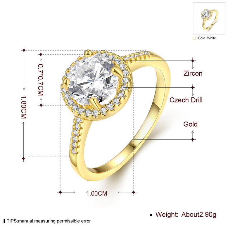 Wholesale Engagement 24K gold Finger Ring for Women Big round Stone Clear Zirconia Rings Crystal Statement Fine Jewelry Female Gifts TGCZR452 0