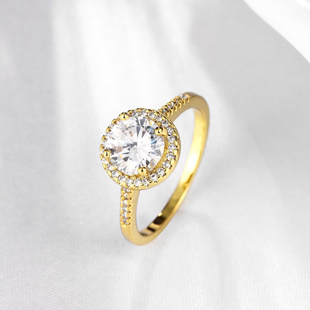 Wholesale Engagement 24K gold Finger Ring for Women Big round Stone Clear Zirconia Rings Crystal Statement Fine Jewelry Female Gifts TGCZR452 2