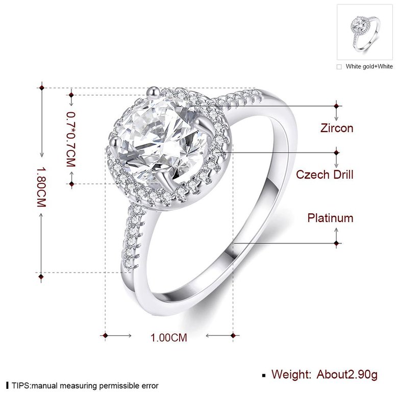 Wholesale Engagement platinum Finger Ring for Women white Big round Stone Zirconia Rings Statement Fine Jewelry Female Gifts TGCZR453 0