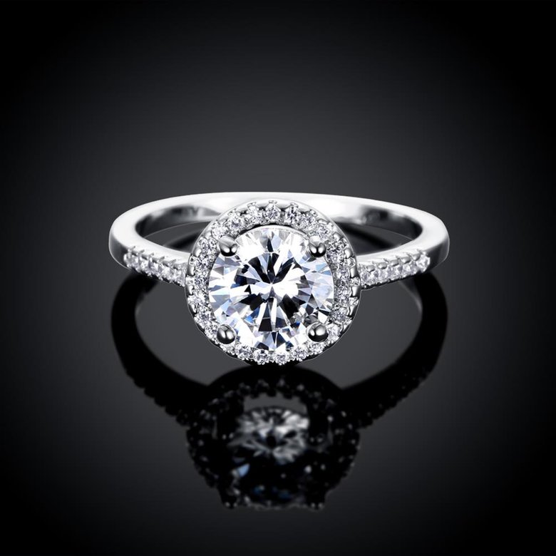 Wholesale Engagement platinum Finger Ring for Women white Big round Stone Zirconia Rings Statement Fine Jewelry Female Gifts TGCZR453 1