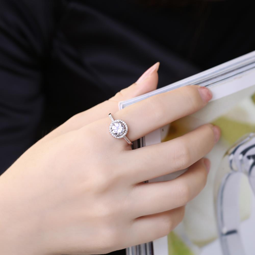 Wholesale Engagement platinum Finger Ring for Women white Big round Stone Zirconia Rings Statement Fine Jewelry Female Gifts TGCZR453 4