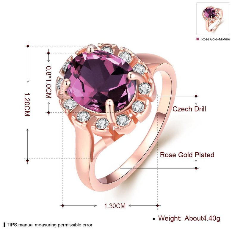 Wholesale Classic exquisite rose-golden rings big purple AAA zircon trendy fashion jewelry for women best Christmas gift TGCZR457 0