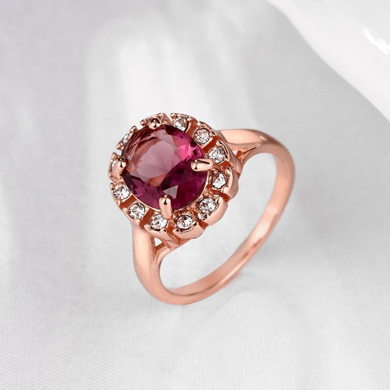 Wholesale Classic exquisite rose-golden rings big purple AAA zircon trendy fashion jewelry for women best Christmas gift TGCZR457 2