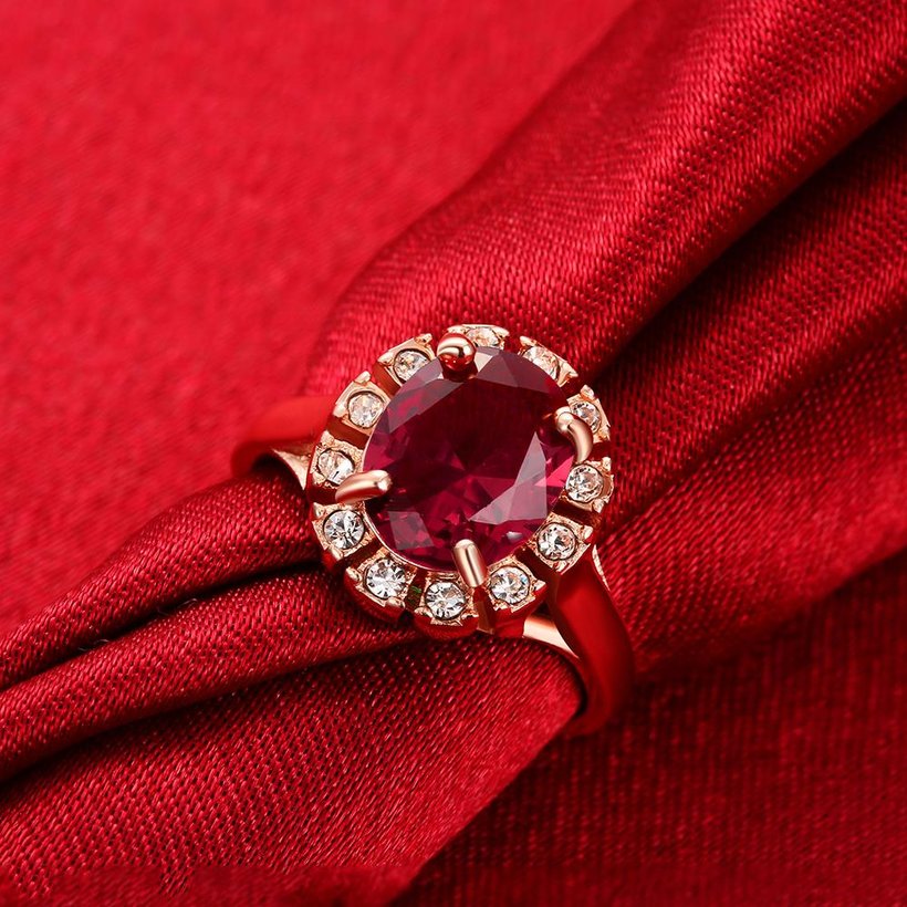 Wholesale Classic exquisite rose-golden rings big purple AAA zircon trendy fashion jewelry for women best Christmas gift TGCZR457 3