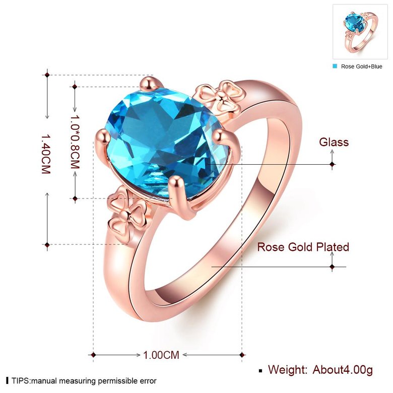 Wholesale Classic rose gold Ring Oval blue Zircon Women Ring Gorgeous Wedding Anniversary Birthday Gift for Wife/Mother/Grandmother TGCZR464 1