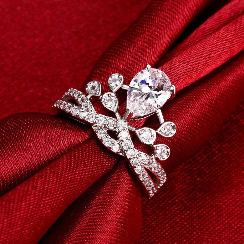 Wholesale Romantic Platinum Ladies Crown rings big Zircon Fashion Wedding Ring Elegant Engagement jewelry TGCZR343 2