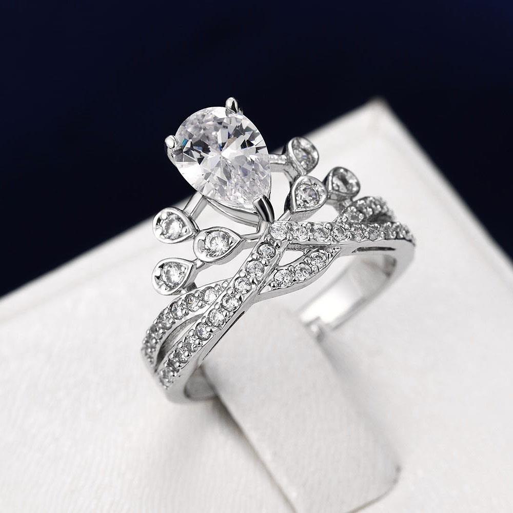 Wholesale Romantic Platinum Ladies Crown rings big Zircon Fashion Wedding Ring Elegant Engagement jewelry TGCZR343 3
