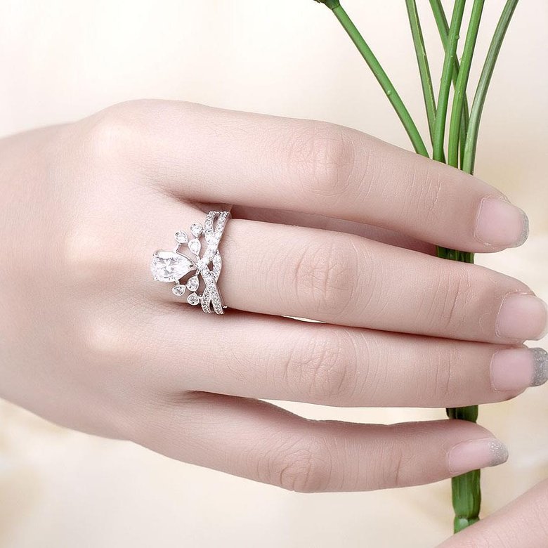 Wholesale Romantic Platinum Ladies Crown rings big Zircon Fashion Wedding Ring Elegant Engagement jewelry TGCZR343 4