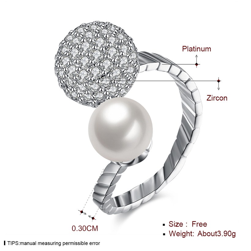 Wholesale Romantic Novel Women Ring Platinum Pearl ring fine Bright Cubic Zirconia Fashion Party Gorgeous Wedding Jewelry TGGPR130 0