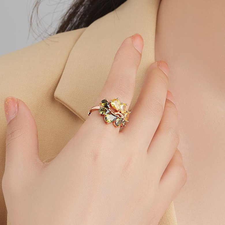 Wholesale Cheap Copper drop shaped yellow green inlaid ring from china GPR088 0