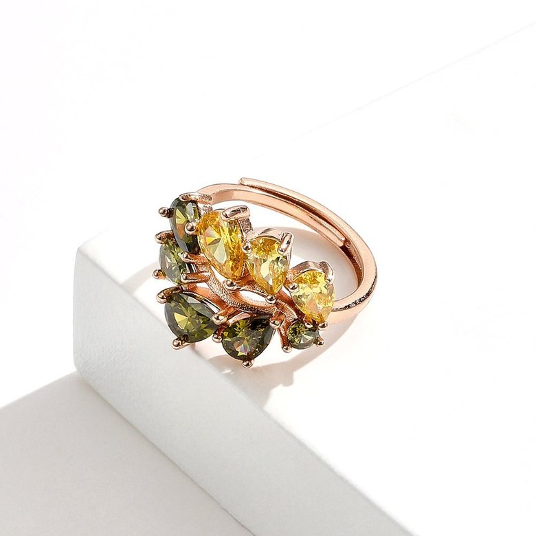 Wholesale Cheap Copper drop shaped yellow green inlaid ring from china GPR088 4